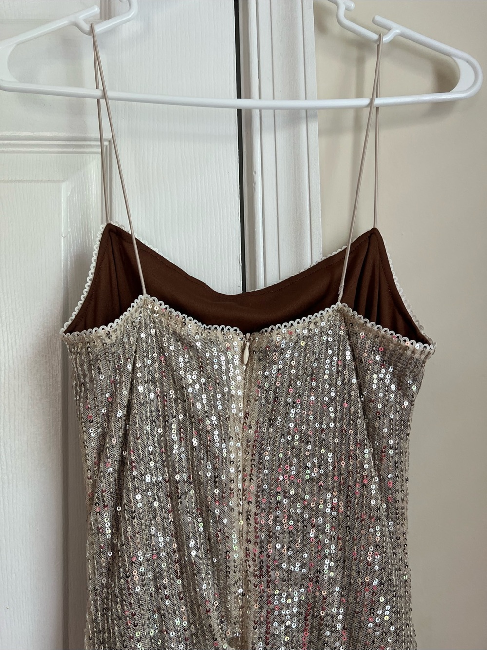 Silver / Gold Sparkly Sequin Formal Prom Hoco Sleeveless Midi Dress Large - Picture 6 of 7